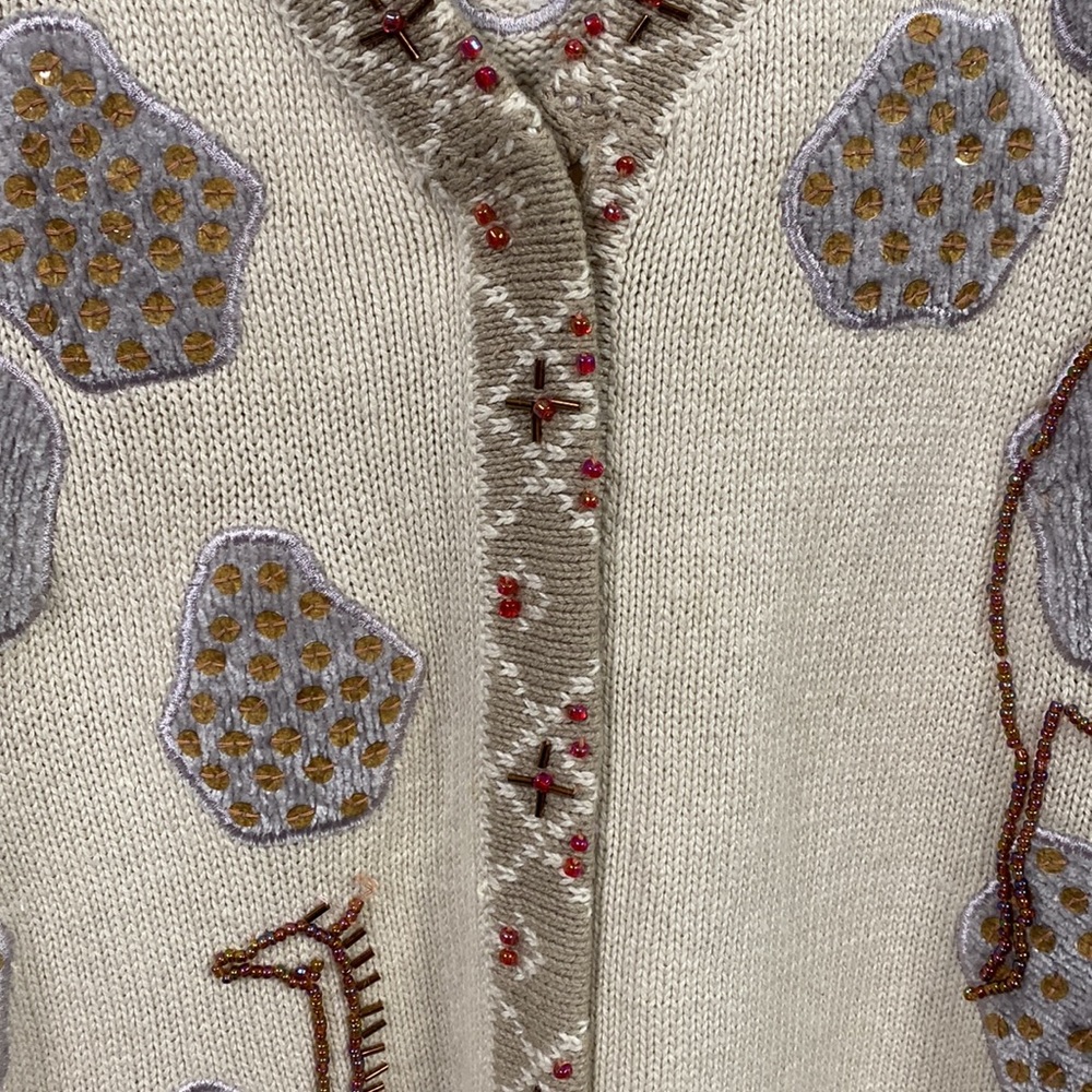 Vintage Storybook Knits cardigan sweater called Giraffe Language size large - Picture 7 of 11